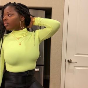 Lime Green Turtleneck Bodysuit 🐊